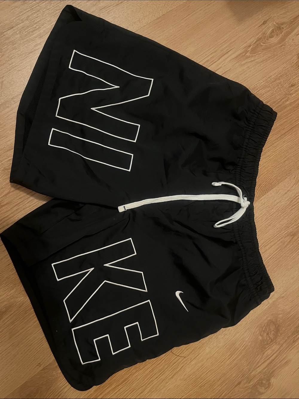 Nike Men’s Black Athletic Shorts with White Logo
